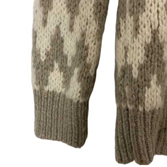 ABERCROMBIE & FITCH Wool Blend Fair Isle Nordic Cardigan Sweater Gray Pink S - Picture 9 of 16